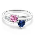 thumbnail image 2 of Gem Stone King 925 Sterling Silver Lab Grown Diamond Ring Pink Moissanite and Created Sapphire (1.08 Cttw, Size 6), 2 of 5