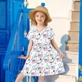 thumbnail image 2 of Skates Flag Short Sleeve Dress A-Line Cute Midi Casual Sundress 2-8 Years, 2 of 6