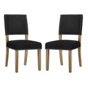 Modern Contemporary Urban Design Dining Kitchen Room Side Chair, Set of Two, Velvet Fabric Wood, Black