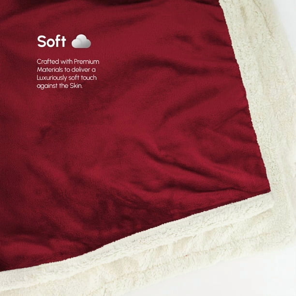 Beddora Luxury Flannel Sherpa Throw Blanket – 50” x 60” – Ultra-Soft & Warm – 450 GSM Plush Reversible Fleece – Cozy Winter Couch or Bed Blanket – Red