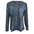 thumbnail image 4 of IROINID Hauts à Manches Longues pour Femmes Imprimé Printemps Col Rond Tee-Shirt de Détente, Bleu, 4 of 5