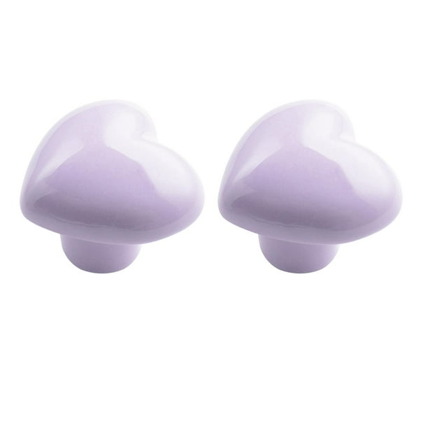 2 pomos de cerámica para armarios, cajones, puertas y manijas para niños. Violeta