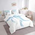 thumbnail image 2 of Erosebridal Blue Bowknot Twin Bedding Sets for Girls, Monogrammed U Bedding Comforter Set, Reversible 7pcs, 2 of 6