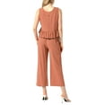 thumbnail image 3 of INSPIRE CHIC Summer 2 Piece Outfits for Women Linen Crop Tank Tops Lounge Matching Sets Long Track Pants Trousers Tracksuits Orange S, 3 of 5
