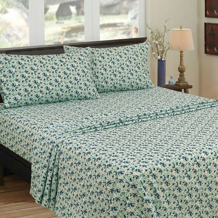 200 Sheet Special Media - Mainstays 200 Thread Count Twin - Fitted Sheet, Sheet Collection, Teal Floral