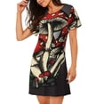 thumbnail image 2 of Wukai Red Mushrooms Print Women's Loose Short Sleeve Nightgown, Soft Sleep Dress for Comfortable Relaxation, Casual Lounge Wear, 2 of 6
