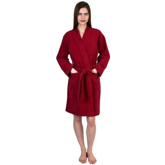 TowelSelections Womens Robe, Premium Cotton Bathrobe, Spa Terry Cloth Robes for Women Small/Medium Garnet Red
