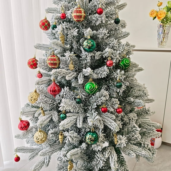 Fzsteel 46PCS 6CM Christmas Tree Decorations with Alien Painted Designs, Durable Ornament Set for Holiday Decoration, Multi-Use Festive Ornament Ball Pendants