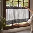 thumbnail image 6 of Black and White Buffalo Check Plaid Window Valances Floral Lace Semi Sheer Kitchen Curtain Farmhouse Gingham Curtains Rod Pocket Valances for Living Room, 42"x18", 6 of 8