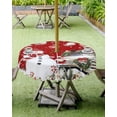 thumbnail image 3 of Red Christmas Outdoor Tablecloth - 52x70 Inch Rectangle Dining Table Cover, Snowman Truck Xmas Balls Snowflake Waterproof Outdoor Table Cloth with Umbrella Hole & Zipper for Picnic/Patio, 3 of 5