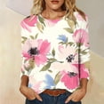 thumbnail image 2 of DDAPJ pyju Boho Floral Tops for Women 2026 Trendy 3/4 Sleeve Dressy Casual Shirts Loose Fit Work Blouses Graphic Tees Comfy Summer Beach Outfits Light Pink S, 2 of 6