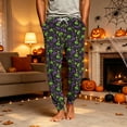 thumbnail image 2 of Domzest Halloween Mens Pajama Pants Halloween Graphic Wide Leg Sleepwear Drawstring Elastic Waisted Funny Pajama Bottoms Dark Purple XL, 2 of 7