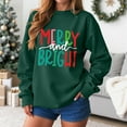 thumbnail image 2 of zaveiop Christmas Sweatshirts for Women Merry and Bright Sweatshirt Vintage Crewneck Long Sleeve Pullover Tops (Green, S), 2 of 6