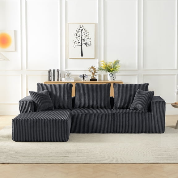Newboti Furniture Modular Sectional Sofa, Modern Corduroy Cloud Couch with Deep Seat, Upholstered 4-Seater Sofa for Living Room, No Assembly Required BN.9644