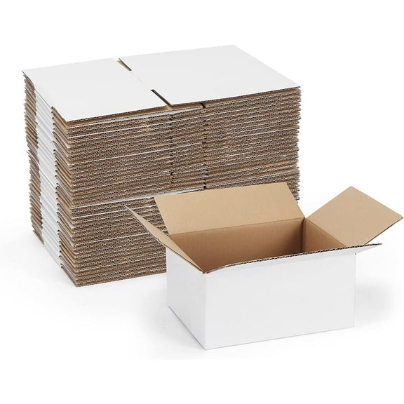 Calenzana 40 Pack 8x6x4 Shipping Boxes, Corrugated Cardboard Box for Shipping and Mailing, White, Recycled