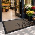 thumbnail image 5 of Frabe Outdoor Welcome Doormat, Low Profile Rubber Entryway Mat with Hello Design, Non-Slip Durable Easy Clean Scraper Rug for Front Door and Garage, Beige 17" x 30", 5 of 10