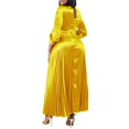 thumbnail image 2 of Women's Fall Deep V Neck Maxi Dress Pleated Belted Party Cocktail Long Dress, 2 of 5
