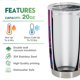 thumbnail image 4 of Taza de viaje Oasisdream, vaso de acero inoxidable, 600 ml, con tapa, 4 of 6