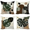 thumbnail image 4 of Ambesonne Monstera Throw Pillow Cover 4 Pack, Mid Century Modern Leaf, 18", Emerald Warm Taupe and Amber, 4 of 4