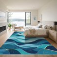 thumbnail image 3 of ODIKA 2'x3' Machine Washable Non-Slip Area Rug, Abstract Teal High Traffic Rug, Blue, 1070129, 3 of 7