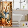 thumbnail image 3 of Manfei Classic Halloween Pumpkin Lantern Shower Curtain 72Wx72L,Hello Fall Foliage Print Bathroom Curtain, 3 of 5