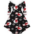 thumbnail image 4 of PENGXIANG Robe de Noël pour Femmes Manches Longues en Peluche Col en V Robe Midi Décontractée de Fête, 4 of 6