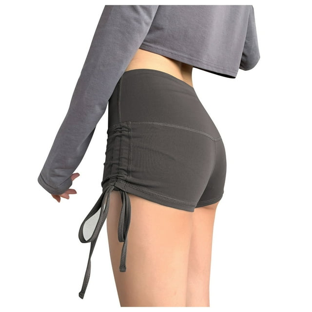 Besolor Women's Plus Size Yoga Shorts High Waisted Stretch Drawstring Butt Lifting Booty Workout Biker Shorts