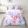 thumbnail image 2 of Homewish Kawaii Butterfly Lover Twin Bedding Sets 7-Piece for Kids, Rustic Leaf Plant Bedding Comforter Set, Cute Cartoon Animal Reversible Sheet Sets, Breathable Home Decor, 2 of 7