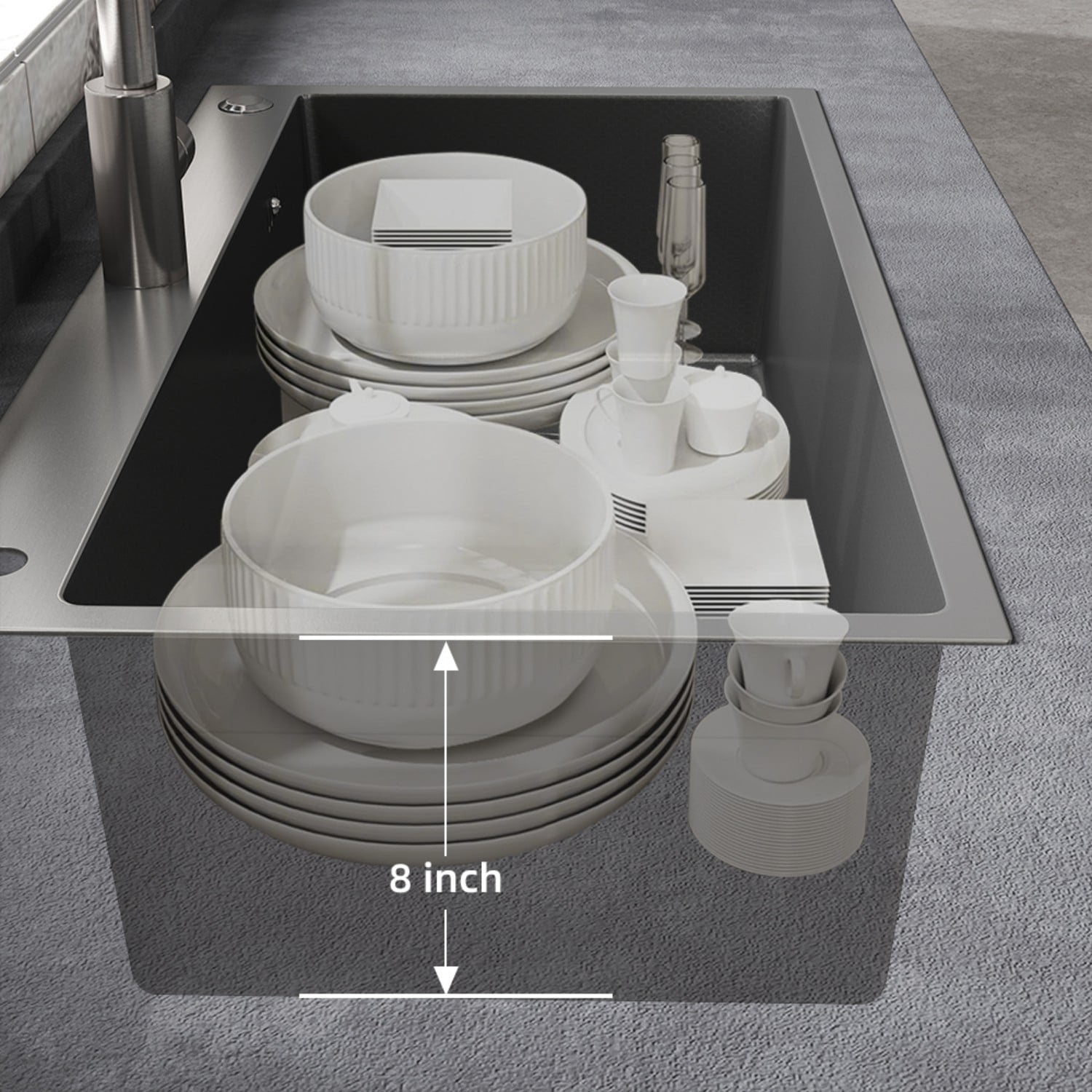 MEANDAROL 28" Drop in Kitchen Sink Stainless Steel Black Single Sink，Modern Design Durable with Multiple Accessories，Net Content: 15LB