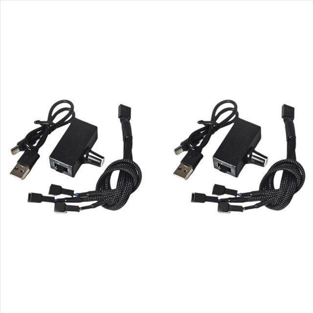 2X Controlador de Velocidad PWM de 12 V y , Regulador de Ventilador PWM, Fuente de Alimentación USB TIPO C, Enfriador de Agua DIY con Cable Adaptador de 1 A 3