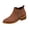 Brown, variant on Women’s Metal Zipper Pointed Toe Ankle Booties, Faux Suede Low Stacked Block Heel Short Chelsea Boots, Side Zip Casual Shoes Beige 5.5(36)
