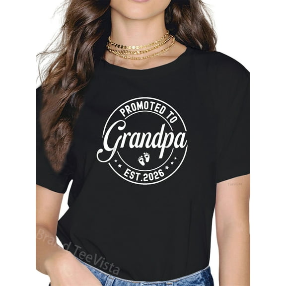 Promoted to Grandpa est. 2026 Grandparents Baby Announcement T-Shirt