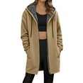 thumbnail image 2 of Jacket Women Women's Autumn Winter Solid Color Mid Length Lined Zipper Jackets Womens Winter Coats Khaki M, 2 of 5