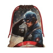 Superheroes-Captain America Christmas Gift Bags,Gift Bags,Drawstring Christmas Bags,Reusable Holiday Gift Bags & Party Favor Bags,10.6x7.9in
