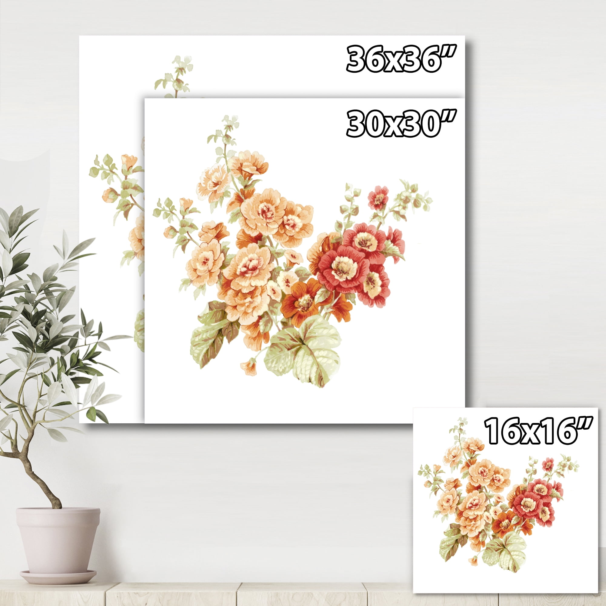 Designart ' Red and Orange Wildflowers ' Traditional Canvas Wall Art Print