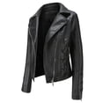 thumbnail image 2 of AZoiNM Women's Faux Leather Motorcycle Jacket, Lace-Up Side Zip Biker Coat, Cropped PU Leather Moto Jacket with Lapel, Long Sleeve Fall Outerwear, 2 of 12