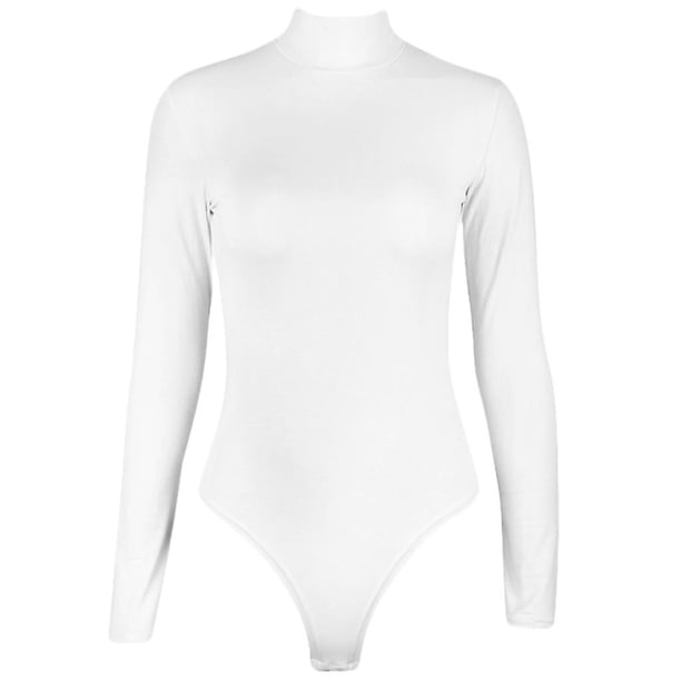 Yellow Body de manga larga para mujer, cuello falso, cuello alto, leotardo de Color sólido, ajustado, Tops básicos, ropa para discoteca, Otoño e Invierno