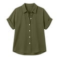 thumbnail image 6 of IUYRTFE Women's Short Sleeve Button Down Collared Blouse Solid Color Casual Summer Work Shirt, 6 of 6