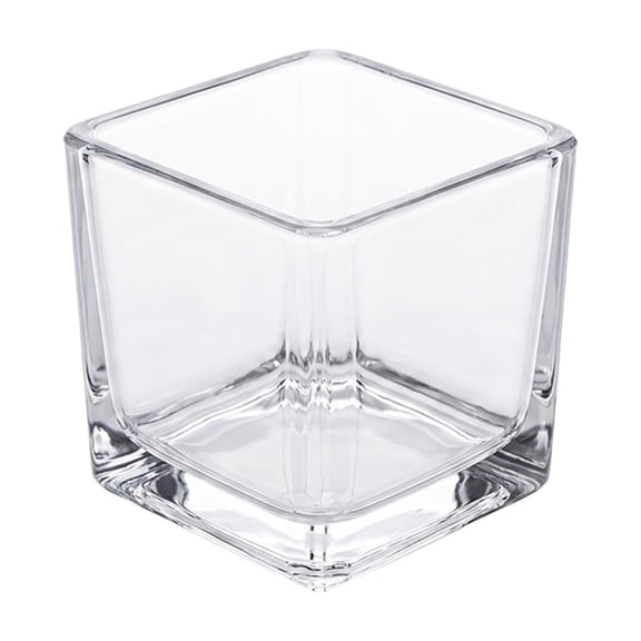 Clear SquareGlass Candle HolderCube Thick Heavy Duty Glass Tealights Votive Cup MinimalistSquare Glass Vase For Wedding Dining Table Home Decor
