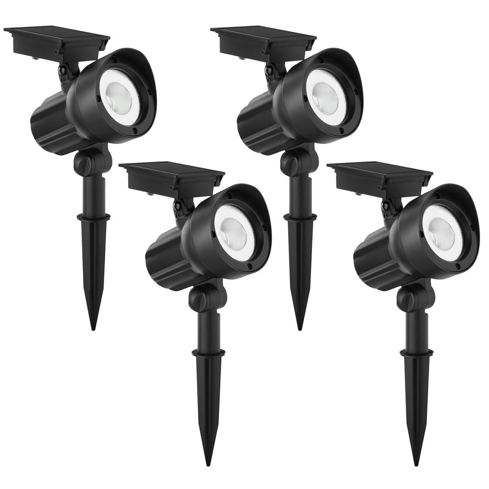 Mainstays 20 Lumen Solar Outdoor Landscape Spotlights, 1.2V, Black (4