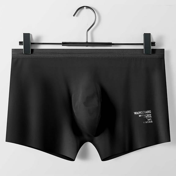 HUPOM Mens Underwear Boxer Briefs Male Thongs Medium waist Comfort Waist Solid Boxer Briefs Black L