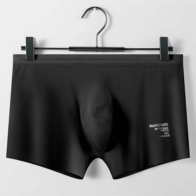 RXIRUCGD Mens Underwear Men's Solid Color Ice Silk Seamless One Piece Boxer Briefs