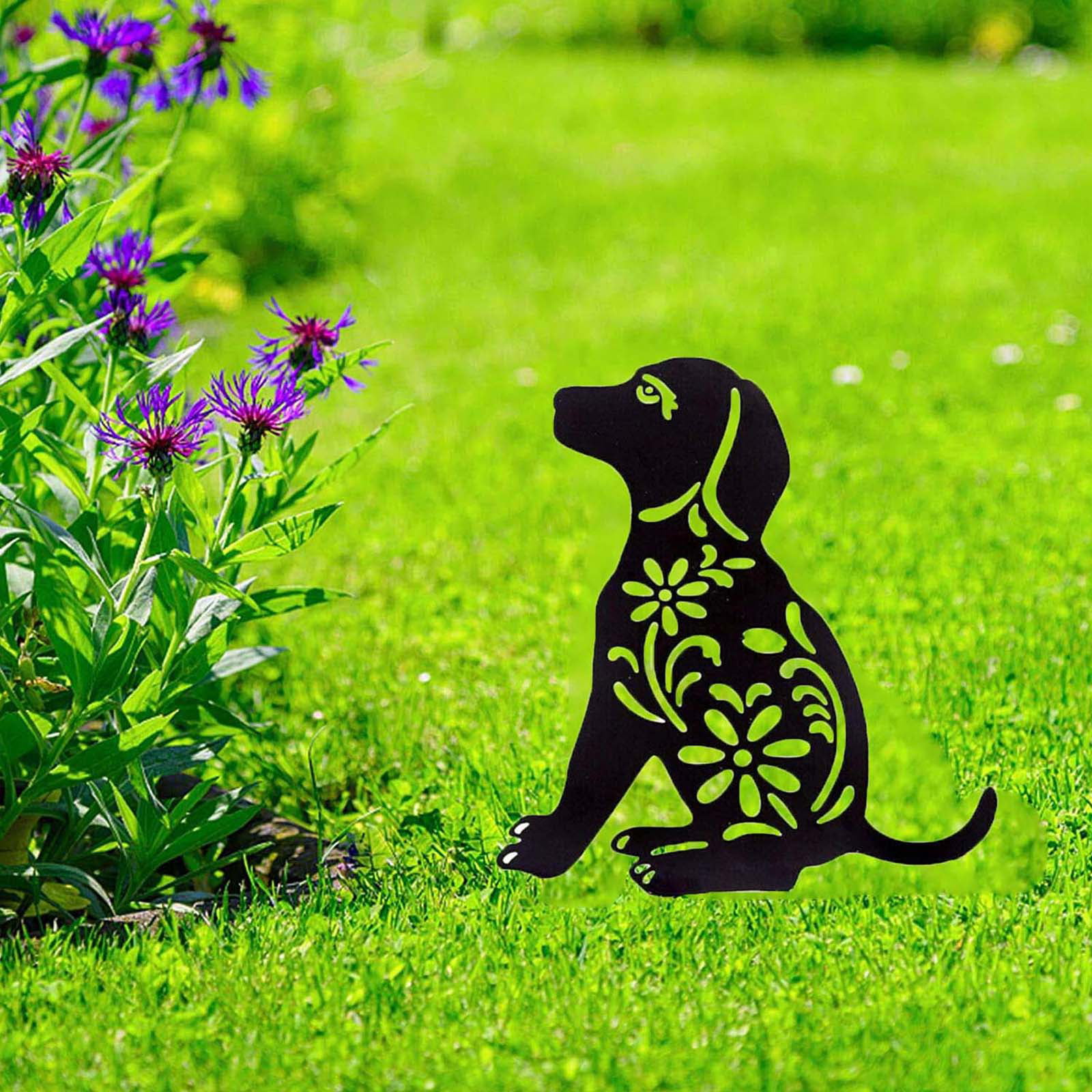 2pcs Outdoor Decoration Dog Stake Garden Lawn Ornaments Yard Decor Acrylic Black
