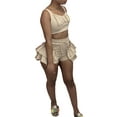 thumbnail image 3 of Seyurigaoka Women Clothes Set, Solid Color Square Collar Crop Tops and Shorts, 3 of 9