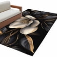 thumbnail image 2 of 3'x5' Area Rugs, Black Gold Flower Indoor Outdoor Area Rug for Living Room Bedroom, Gradient Luxurious Floral Botanical Washable Bathroom Rugs Kitchen Floor Carpet Mats Home Decor Aesthetic, 2 of 8