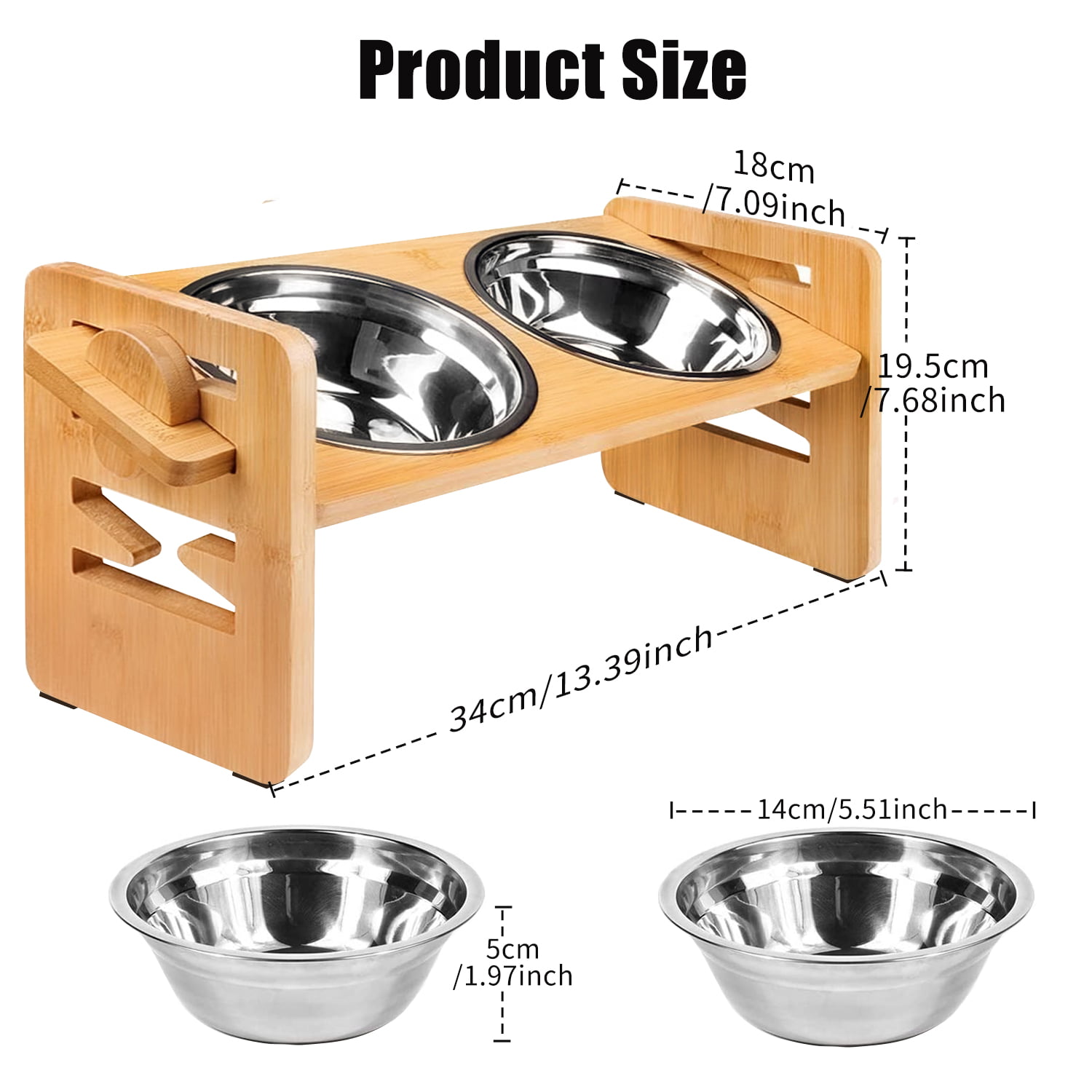 adengl elevated dog bowls for x-large and large dogs raised dog bowl stand  with 2 x-large stainless steel bowls and slow feed