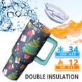 thumbnail image 3 of 40 Oz Merry Christmas Plaid Tumbler With Handle, Coffee Travel Cup, Holiday Presents, 3 of 4