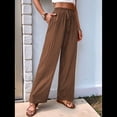 thumbnail image 4 of Pantalones Palazzo de para Mujer, Elegantes, de Verano, de Pierna , Holgados, Estilo Bohemio, de , para Playa, con Bolsillos. Café Marrón L, 4 of 10