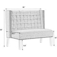 thumbnail image 2 of 46" Small Modern Loveseat Settee Sofa 2-Seat Sofa Couch Tufted Love Seat Dining Bench with Nail Head Trim Back Banquette Sofas for Living Room Small Space Entryway Hallway,White, 2 of 15