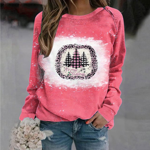Qiopertar Femmes Décontracté Manches Longues Col Rond Hauts Chemises Amples Blouse Imprimé Saint-Valentin Chandail en Molleton Graphique Liquidation Livraison Gratuite à Moins de 5$ jusqu'à 90 % de Réduction